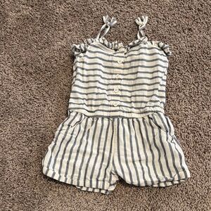 GAP White and Blue Striped Jumpsuit